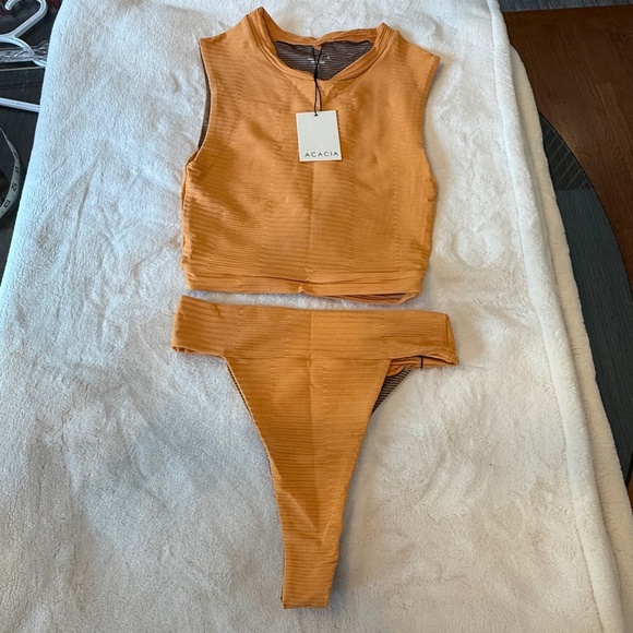 New! SET Acacia Costa dual ribbed top and bottom honey 45646 - Picture 2 of 7